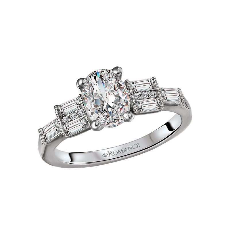 Orbelle 14K White Gold Oval Diamond Engagement Ring Semi-Mount