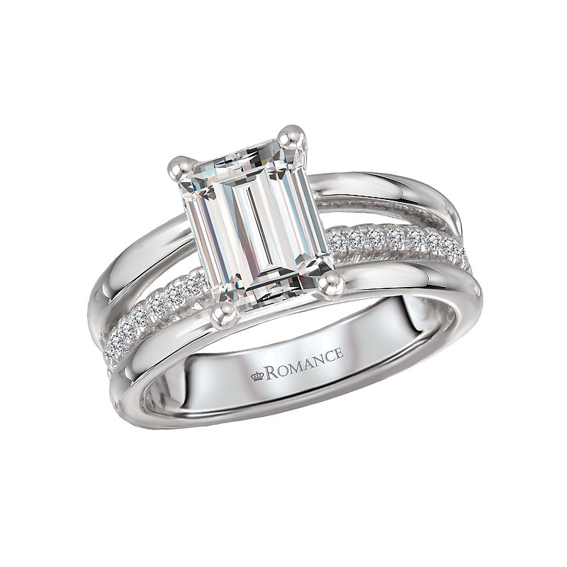 Orbelle Three Row Diamond Engagement Ring in 14K White Gold