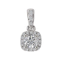 Luxora Halo Diamond Pendant | 14K White Gold Cushion Style Semi-Mount
