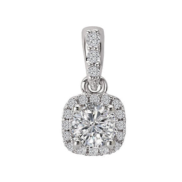 Luxora Halo Diamond Pendant | 14K White Gold Cushion Style Semi-Mount