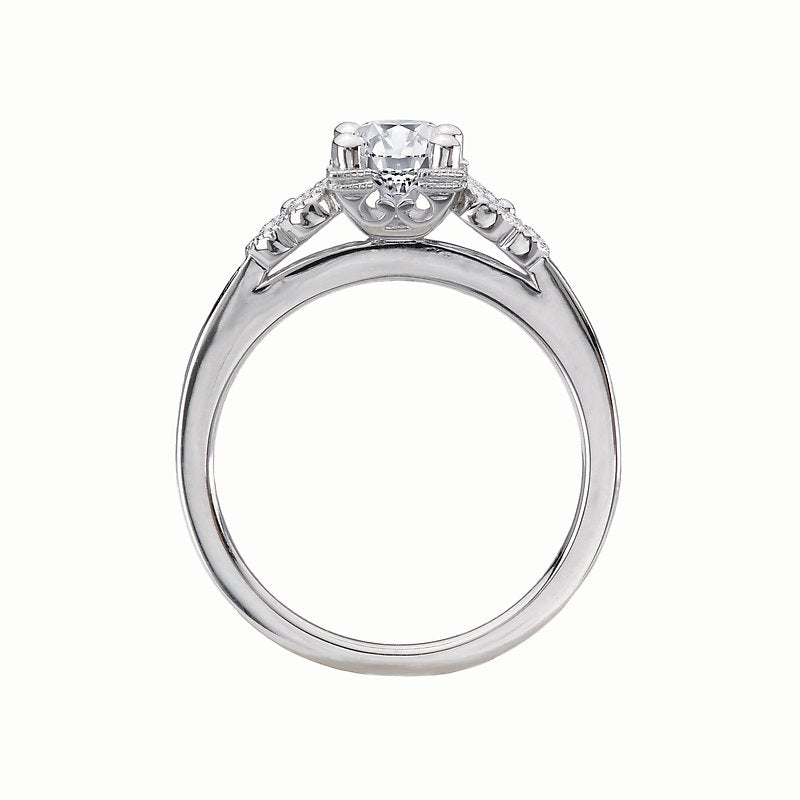 Orbelle 14K White Gold Semi-Mount Engagement Ring with Milgrain Design