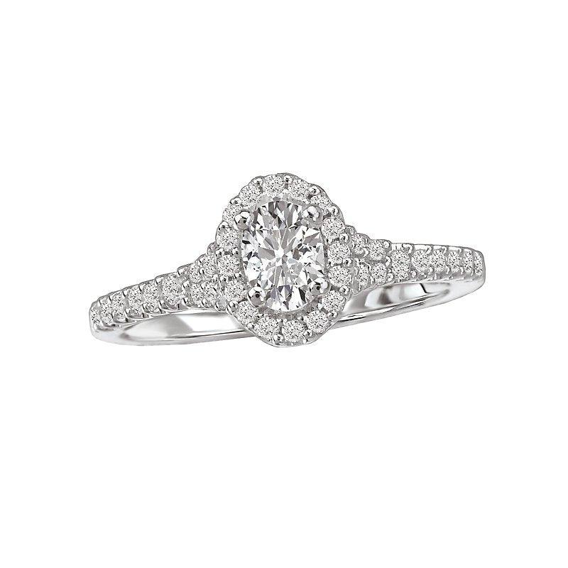 Orbelle 14K White Gold Oval Halo Diamond Engagement Ring