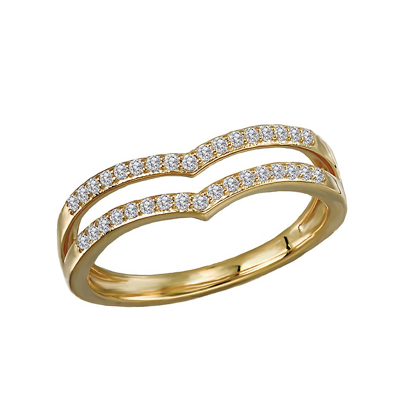 Luxora Classic 14K Yellow Gold Diamond V-Ring (D 1/5 Carat Total Weight)