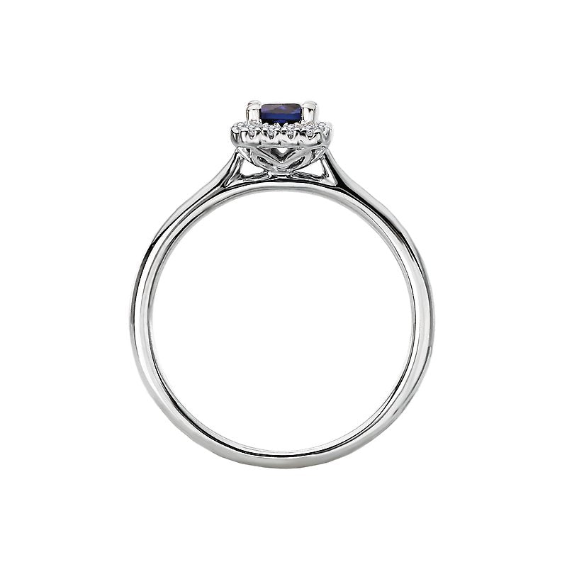 Luxora 14K White Gold Halo Sapphire and Diamond Ring