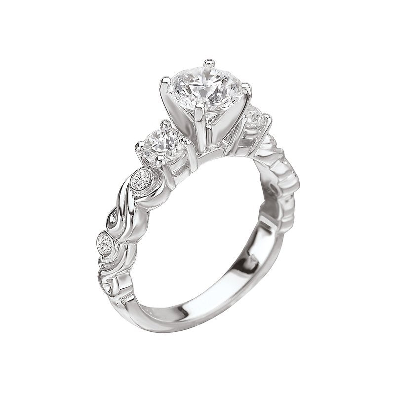 Glemera Swirl Diamond Engagement Semi-Mount Ring in 14K White Gold
