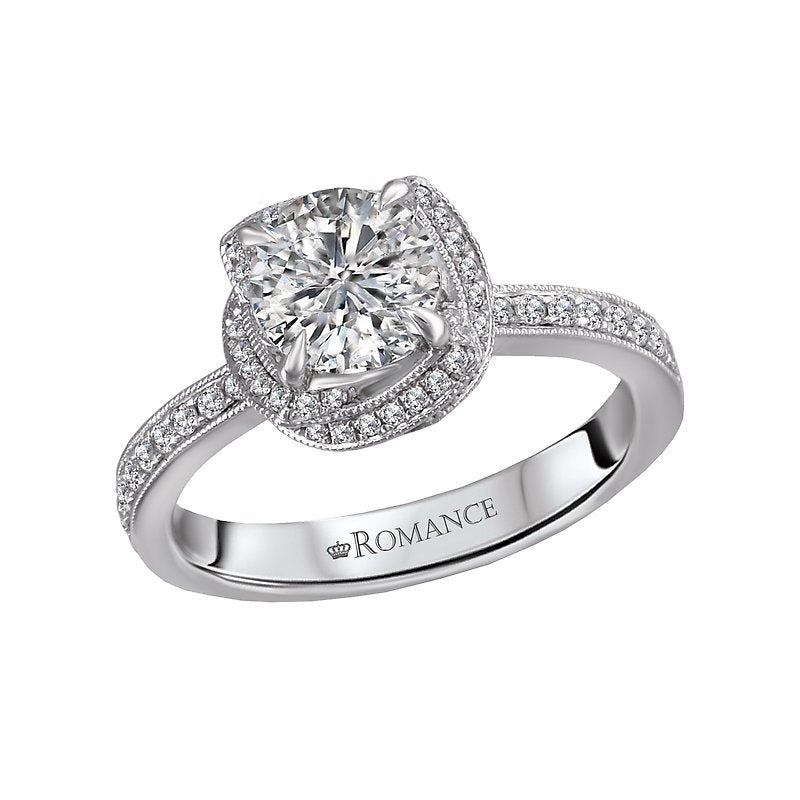 Orbelle Halo Semi-Mount 18K White Gold Diamond Ring