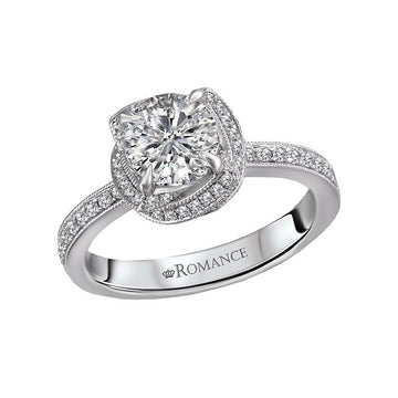 Orbelle Halo Semi-Mount 18K White Gold Diamond Ring
