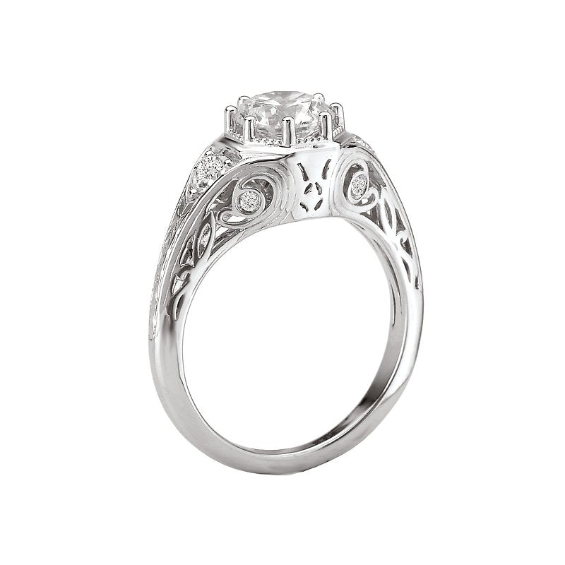 Vintage 14K White Gold Semi-Mount Diamond Ring with Lab Grown Diamonds