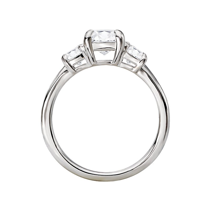 Orbelle 3 Stone Semi-Mount Diamond Ring - 14K White Gold Cushion Shape