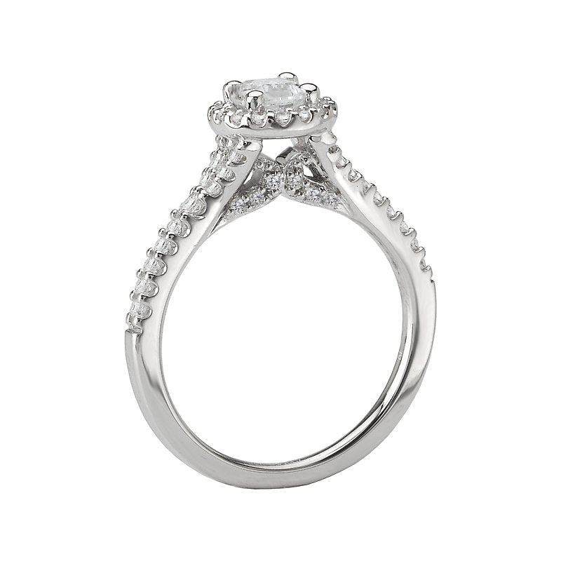Orbelle 14K White Gold Halo Engagement Ring with 3/8 Carat Round Center Diamond