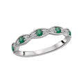 Luxora Classic 14K White Gold Tsavorite and Diamond Scalloped Fashion Ring