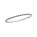 Luxora Ladies Fashion Diamond and Sapphire Hinged Bangle Bracelet in 14K White Gold