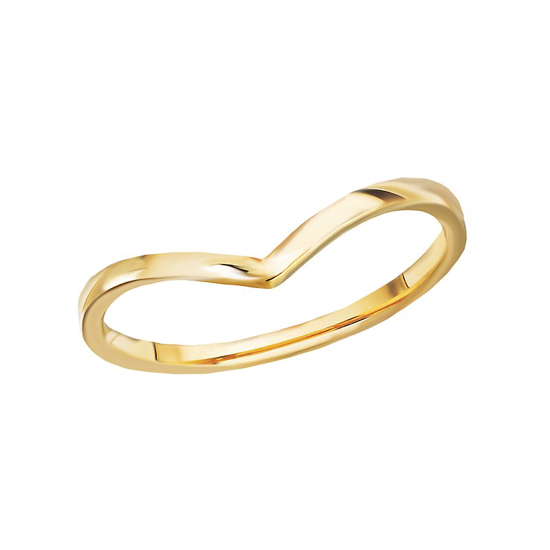 Luxora Essential 14K Yellow Gold V-Shaped Ladies Fashion Stackable Ring