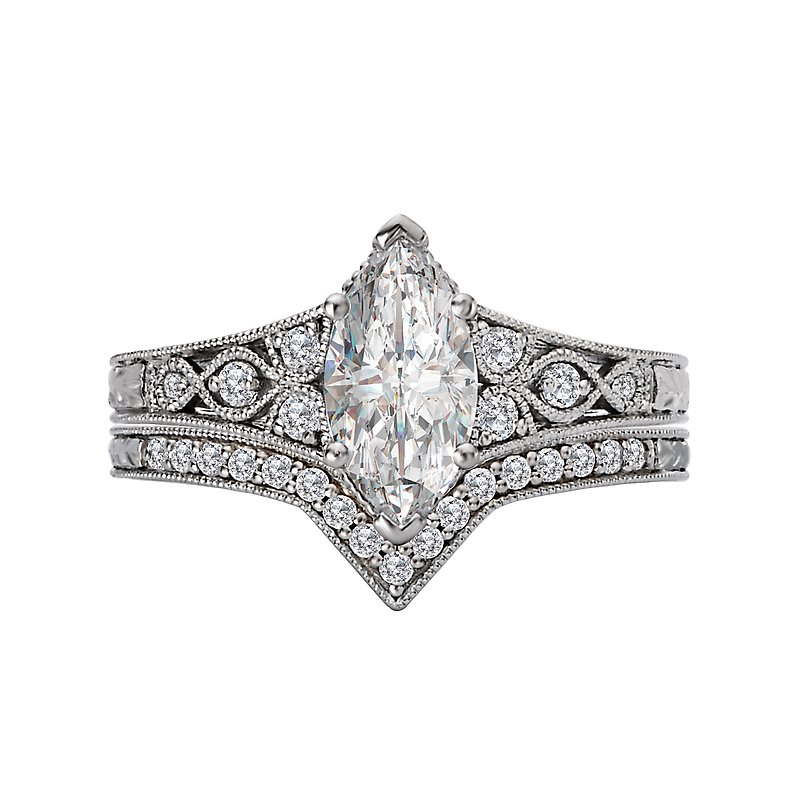 Orbelle Marquise Lab Grown Diamond Cathedral Engagement Ring