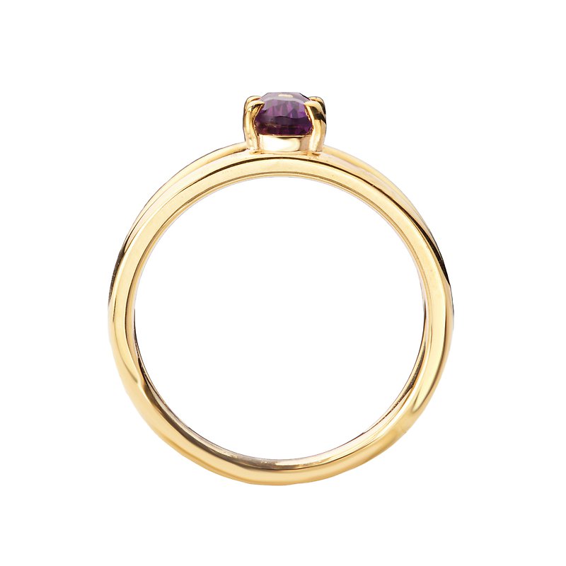 Luxora 14kt Gold Amethyst Pear Ring - Elegant Ladies Fashion Jewelry