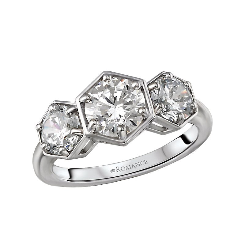 Orbelle 14K White Gold 3-Stone Diamond Engagement Ring Semi-Mount