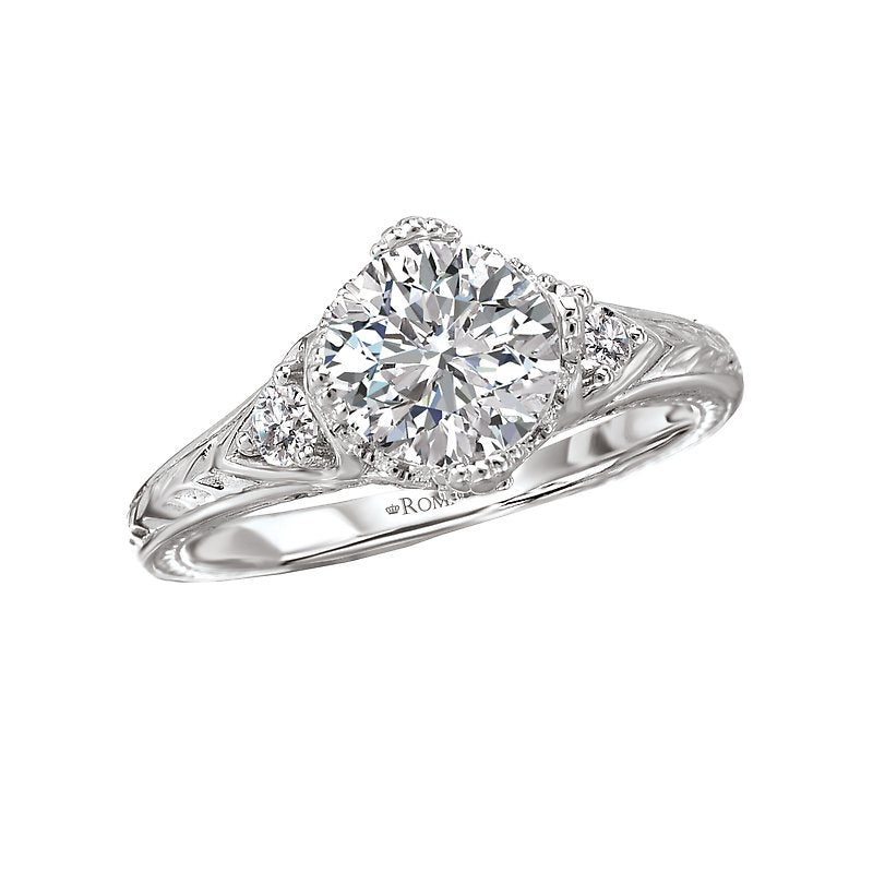 Vintage 14K White Gold Diamond Engagement Ring Semi-Mount