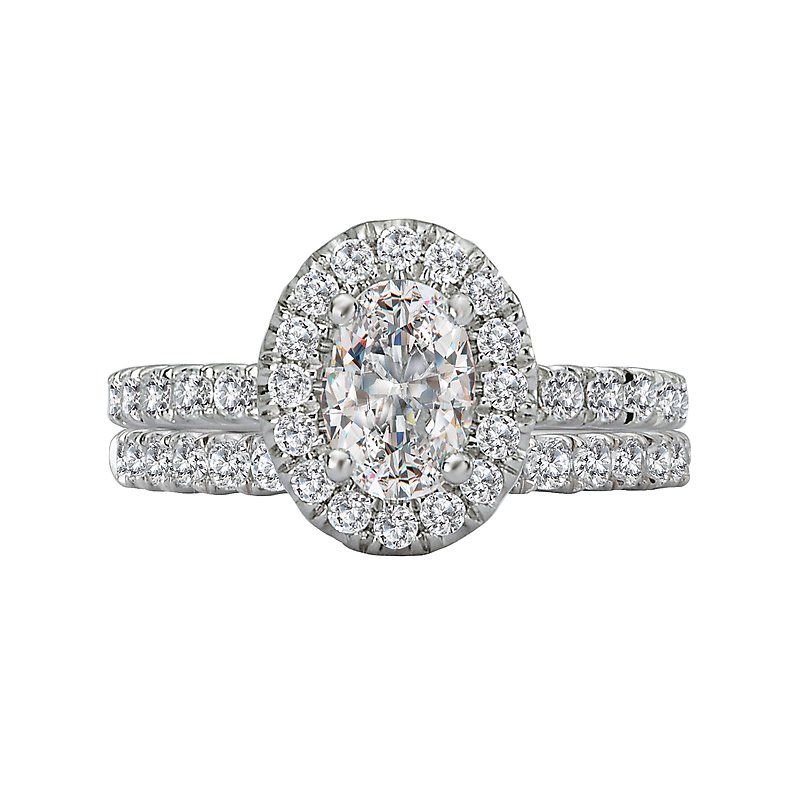Orbelle Oval Lab Grown Diamond Halo Semi-Mount Ring in 14K White Gold