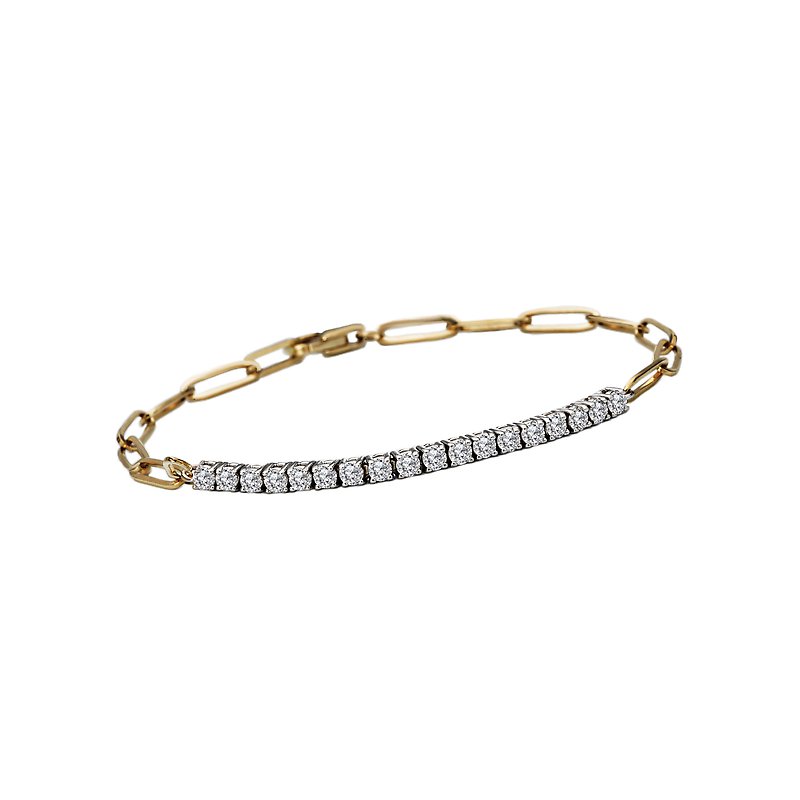 Luxora 14kt Yellow Gold Paperclip Style Diamond Bracelet