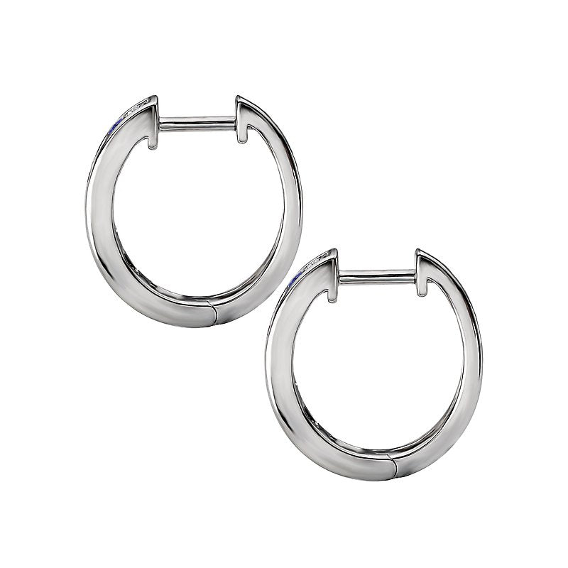 Luxora White Gold Diamond and Sapphire Hoop Earrings