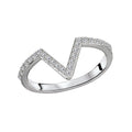 Luxora Classic 14K White Gold V-Shaped Diamond Ring for Women