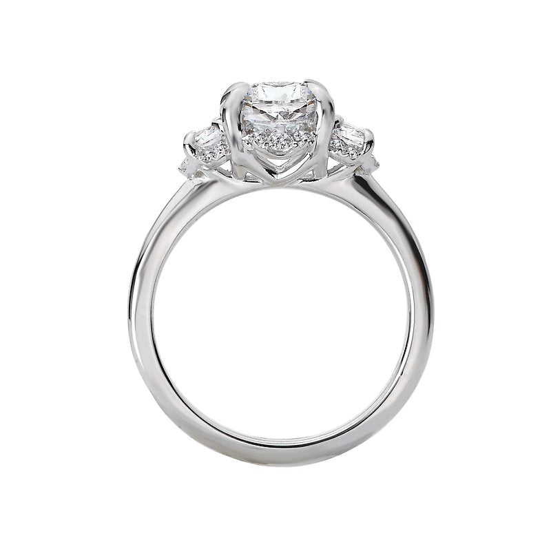 Orbelle 3 Stone Semi-Mount Diamond Ring | 14K White Gold