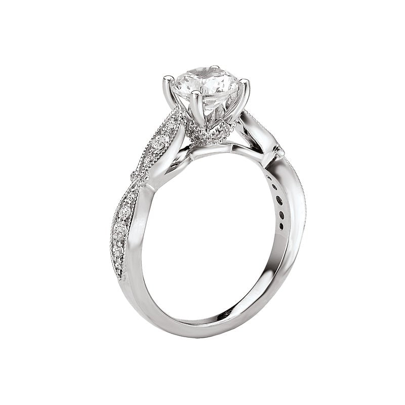 Vintage 14K White Gold Diamond Engagement Semi-Mount Ring