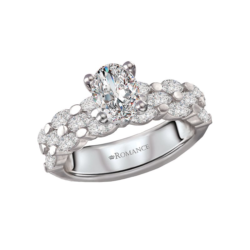 Orbelle Three Row Marquise Diamond Semi-Mount Engagement Ring in 14K White Gold