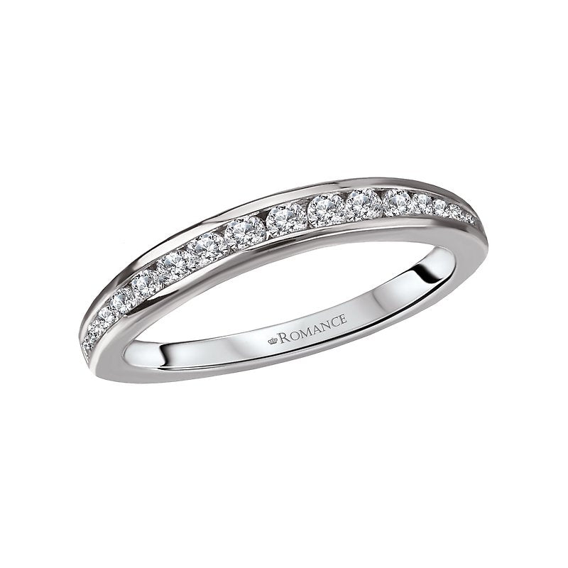 Curved Matching Diamond Wedding Band in 14K White Gold - Orbelle Collection