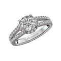 Orbelle Split Shank Semi-Mount Diamond Ring in 14K White Gold with Round Halo