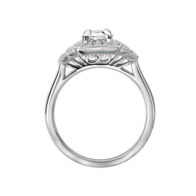 Orbelle Halo Semi-Mount Diamond Ring | 18K White Gold Oval Center Stone Setting