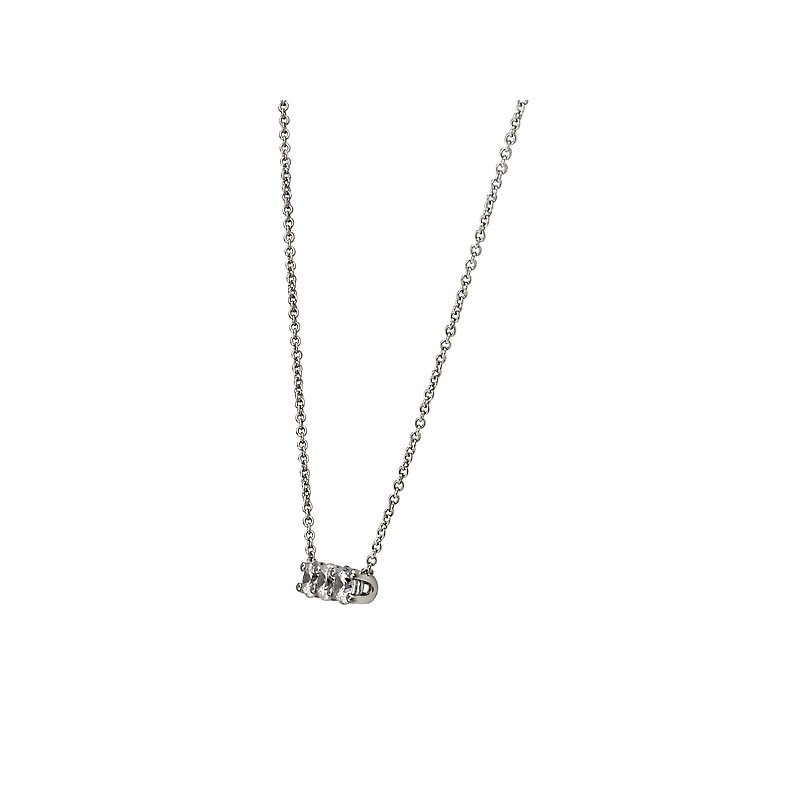 Aurenza Classics Lab Grown Diamond Fashion Necklace | 14K White Gold Adjustable Rollo Chain