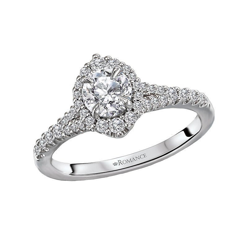 Orbelle Petite Halo Diamond Engagement Ring in 14K White Gold