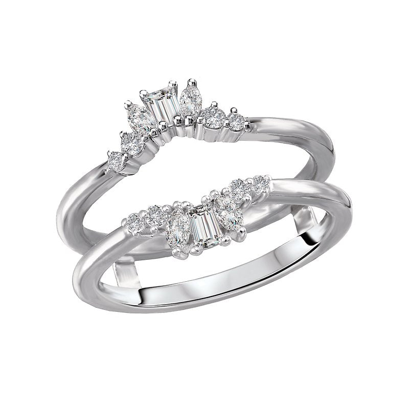 Glemera Diamond Wrap Ring with Guard - 14K White Gold Wedding Band