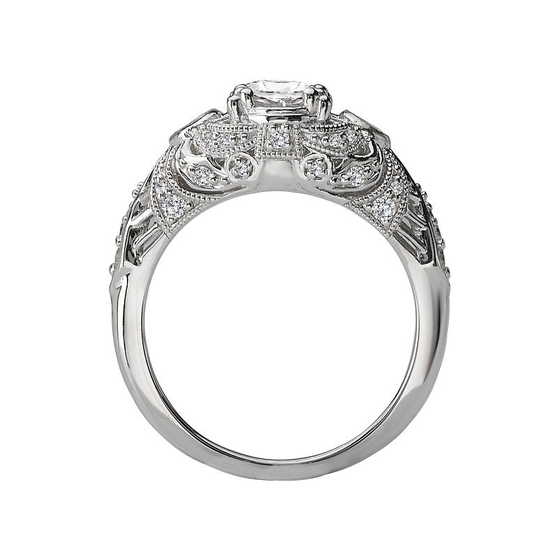 Vintage Orbelle 18K White Gold Semi-Mount Diamond Ring