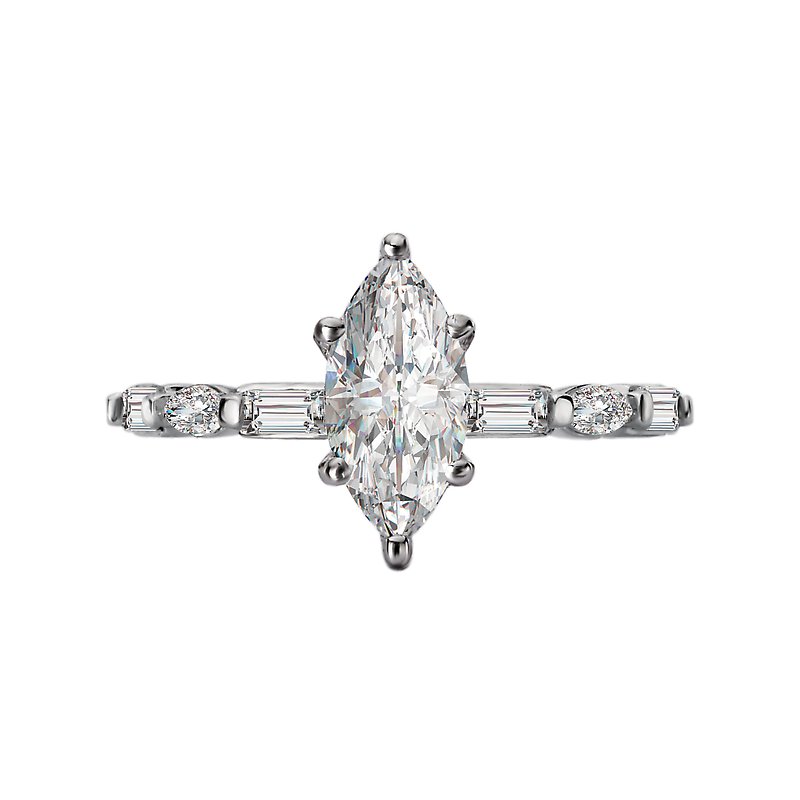 Orbelle White Gold Marquise Cut Lab Grown Diamond Semi-Mount Engagement Ring