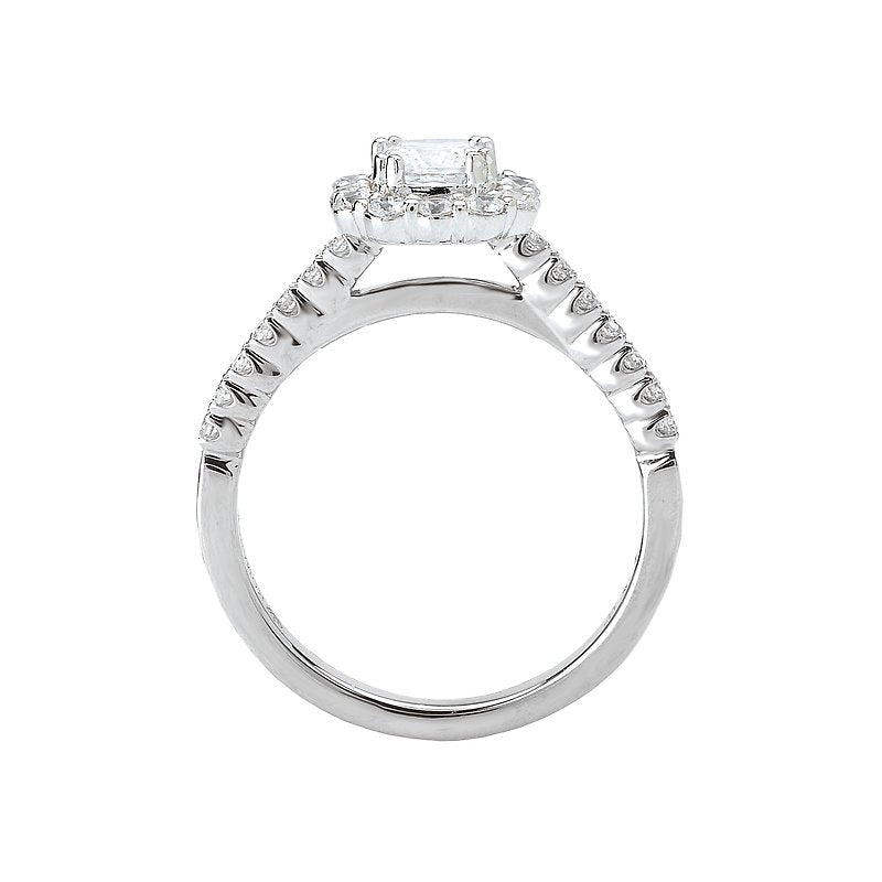 Orbelle Petite Halo Diamond Ring in 14K White Gold