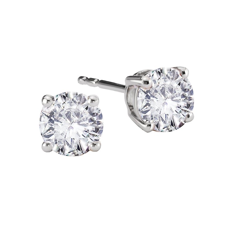 Luxora Lab Grown Diamond Stud Earrings in 14K White Gold - Round Shape (2.0 ct total weight)