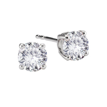 Luxora Lab Grown Diamond Stud Earrings in 14K White Gold - Round Shape (2.0 ct total weight)