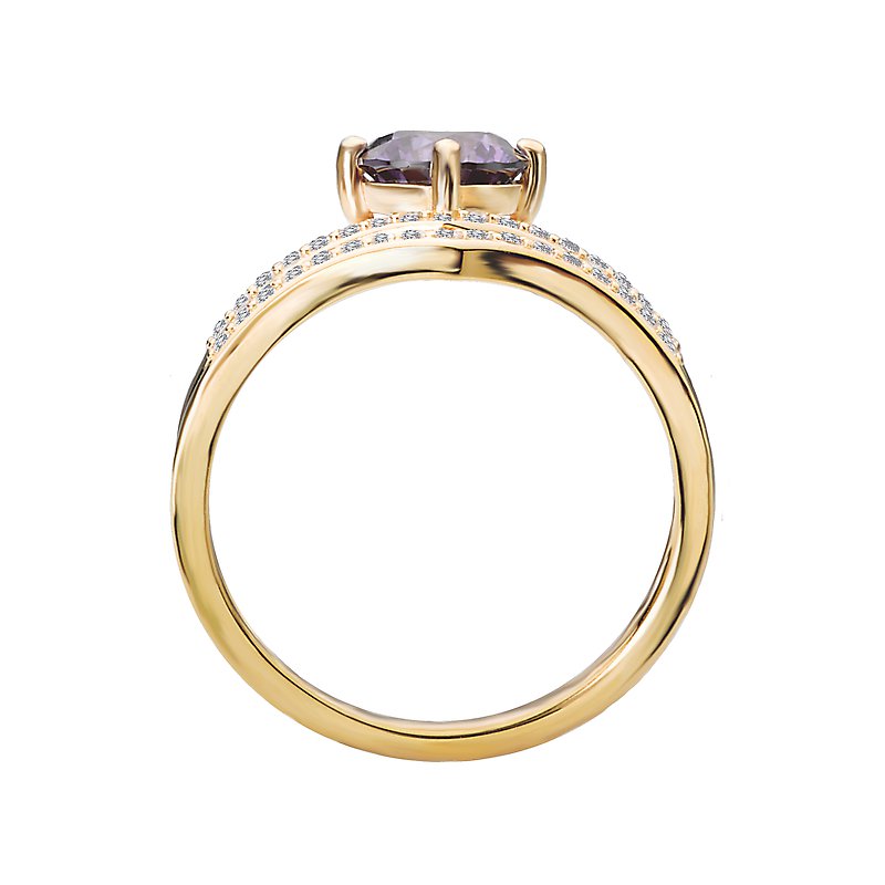 Luxora 14K Yellow Gold Amethyst and Diamond Split Shank Ring