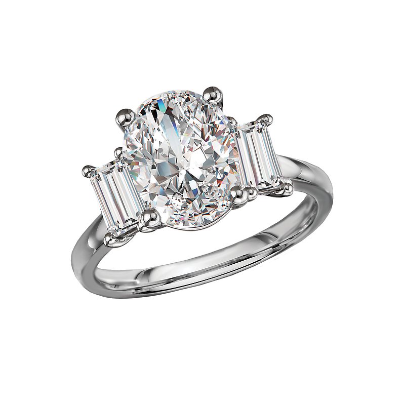 14K White Gold Oval Lab Grown Diamond Engagement Ring