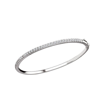 Luxora Ladies Fashion Diamond Hinged Bangle Bracelet in 14K White Gold