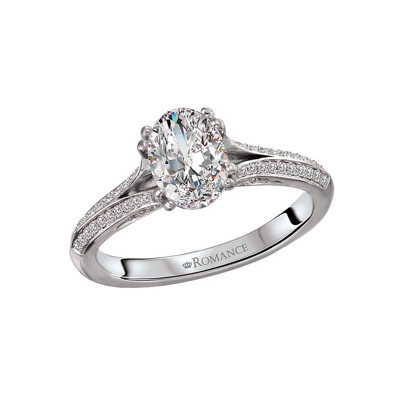 Orbelle 14K White Gold Hidden Halo Oval Diamond Engagement Ring