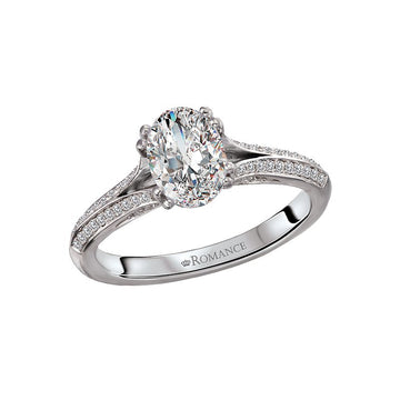 Orbelle 14K White Gold Hidden Halo Oval Diamond Engagement Ring