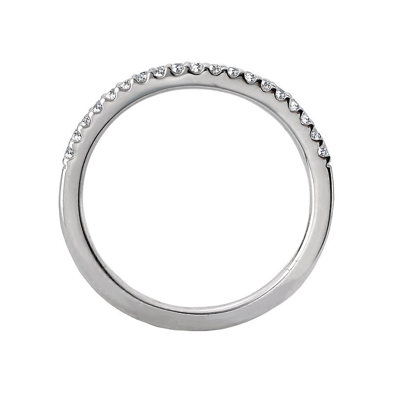 Orbelle Curved Wedding Band in 18K White Gold with Round Faceted Diamonds