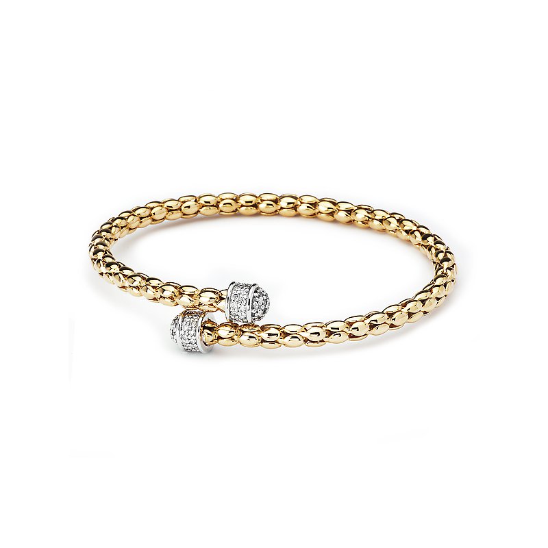 Luxora Italian 14kt Yellow Gold Diamond Flex Bangle