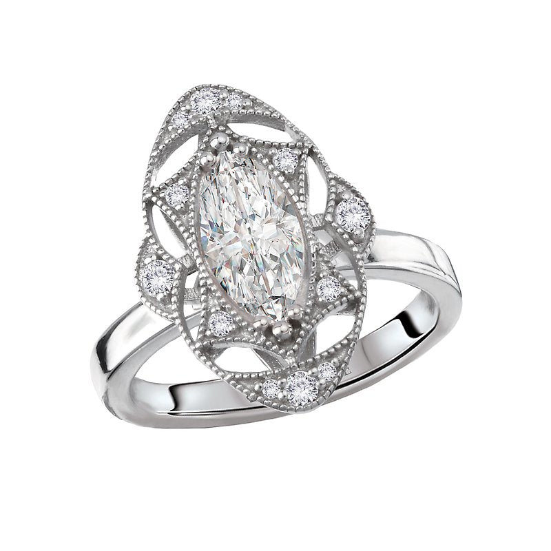 Orbelle Oval Disc Semi-Mount Engagement Ring - 14K White Gold