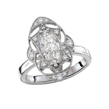 Orbelle Oval Disc Semi-Mount Engagement Ring - 14K White Gold