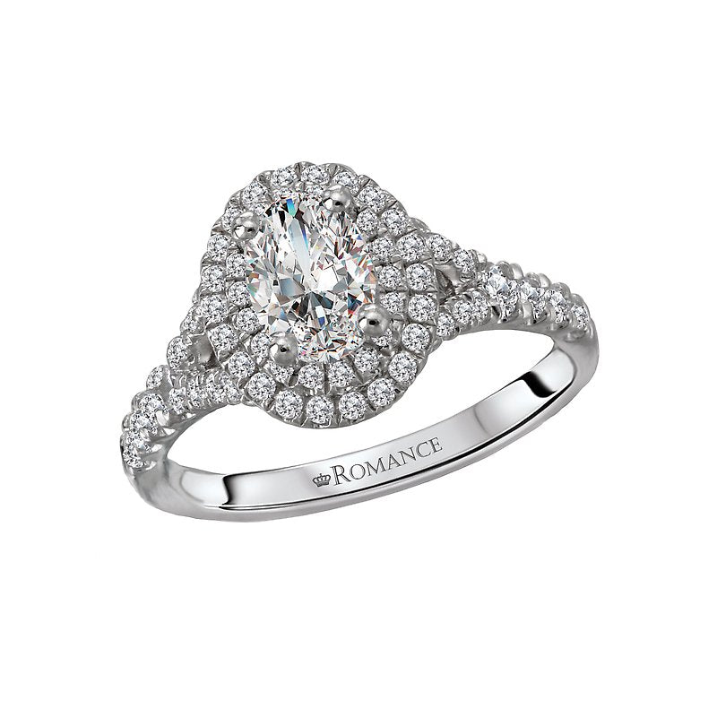 Orbelle Petite Halo Semi Mount Engagement Ring in 14K White Gold with Round Brilliant Cut Diamonds