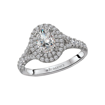Orbelle Petite Halo Semi Mount Engagement Ring in 14K White Gold with Round Brilliant Cut Diamonds